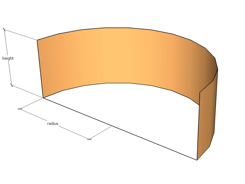 Half R375mm x 300 tall x 3mm A = 1178