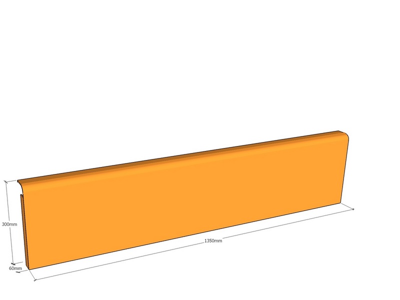 Rolled edge 1350 x 300 x 60 x 3mm