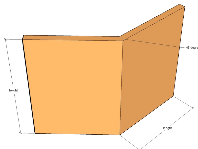 45deg Int Cnr 600 x 600 x 897 x 2mm