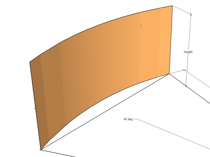 Corten eighth R1800 x 150 x 3mm A=1414