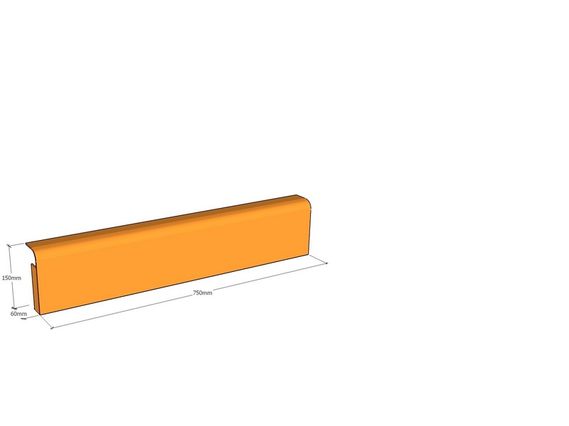 Rolled edge 750 x 150 x 60 x 3mm