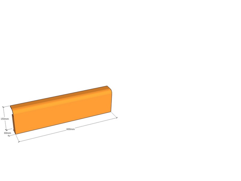 Rolled edge 600 x 150 x 60 x 3mm