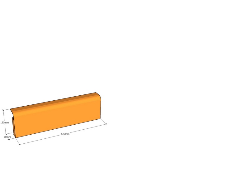 Rolled edge 525 x 150 x 60 x 3mm