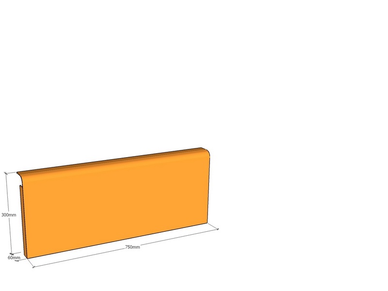 Rolled edge 750 x 300 x 60 x 3mm