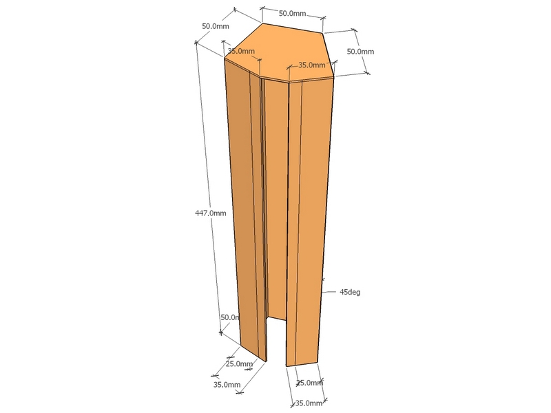45deg 50mm Acute corner joiner 600