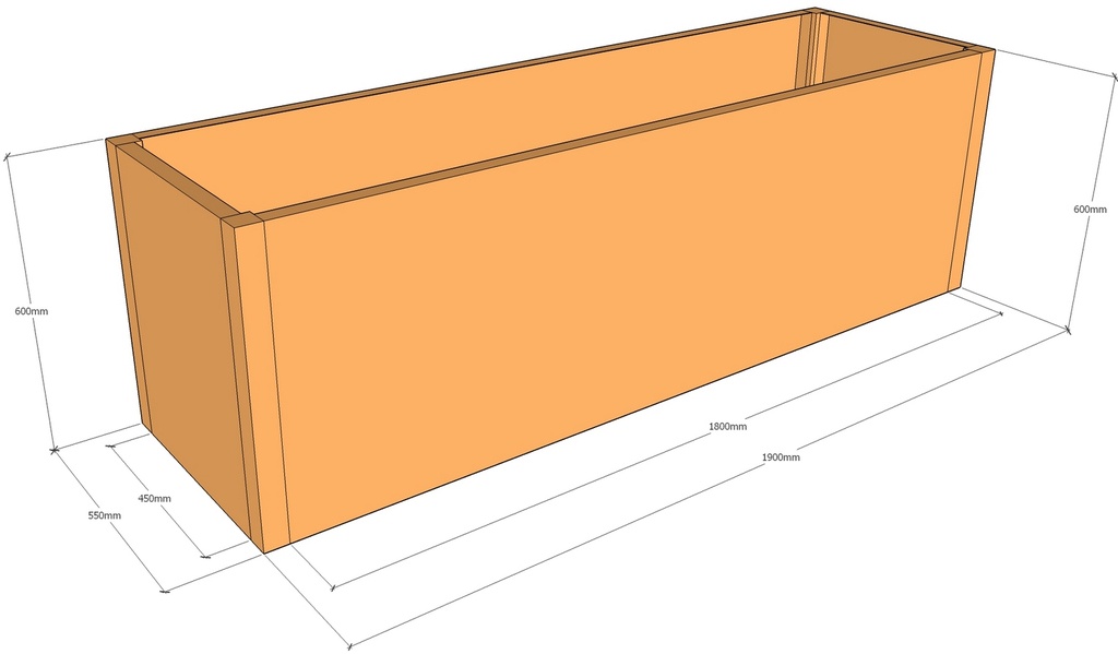 [CorPlaRec1900-550-600] Rectangular planter 1900L x 550W x 600T