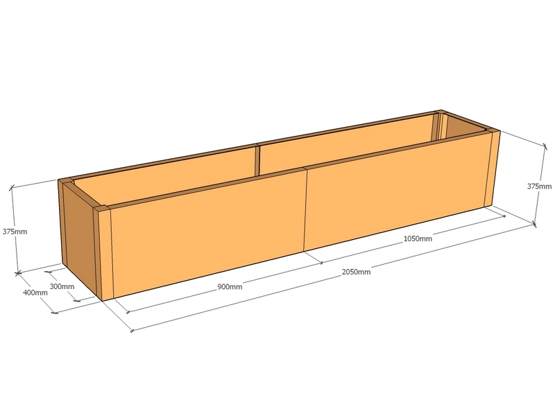 Rectangular planter 2050L x 400W x 375T