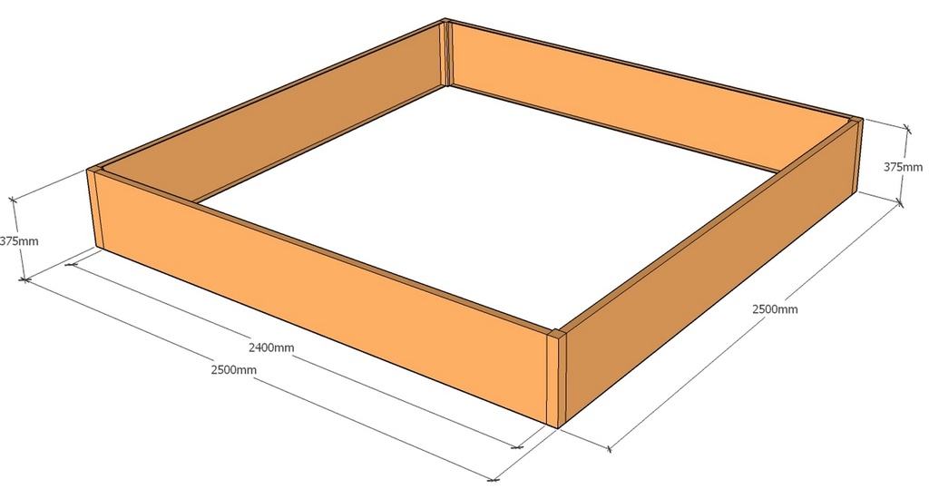 [CorPlaRec2500-2500-375] Rectangular planter 2500L x 2500W x 375T