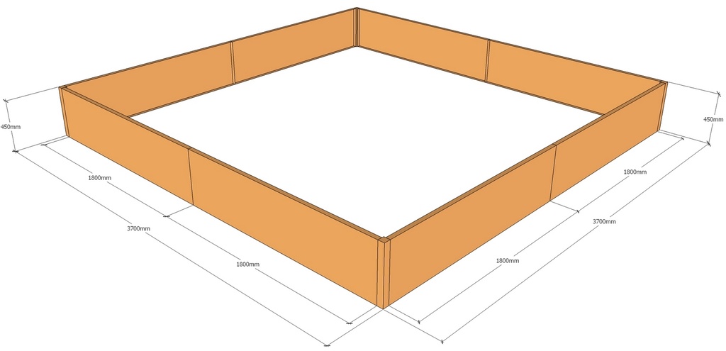 [CorPlaRec3700-3700-450] Rectangular planter 3700L x 3700W x 450T