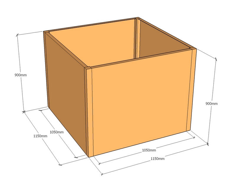 [CorPlaRec1150-1150-900] Rectangular planter 1150L x 1150W x 900T