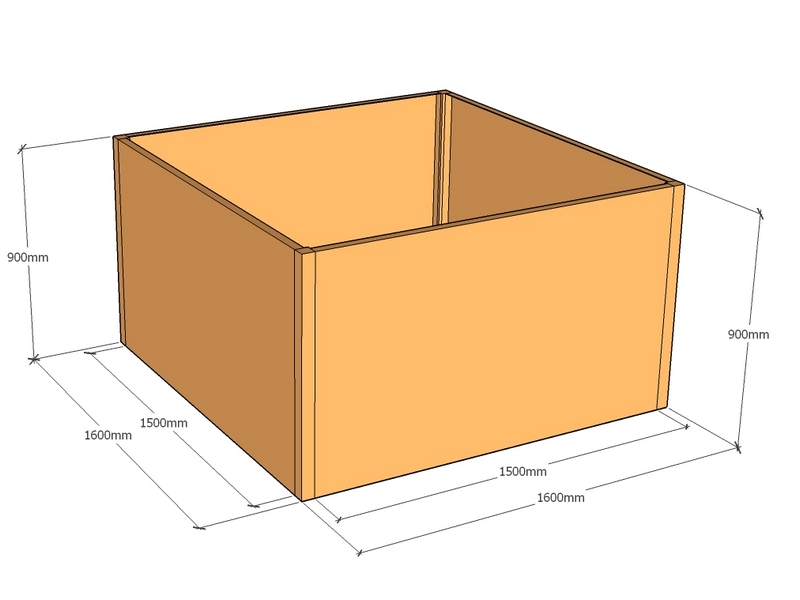 Rectangular planter 1600L x 1600W x 900T