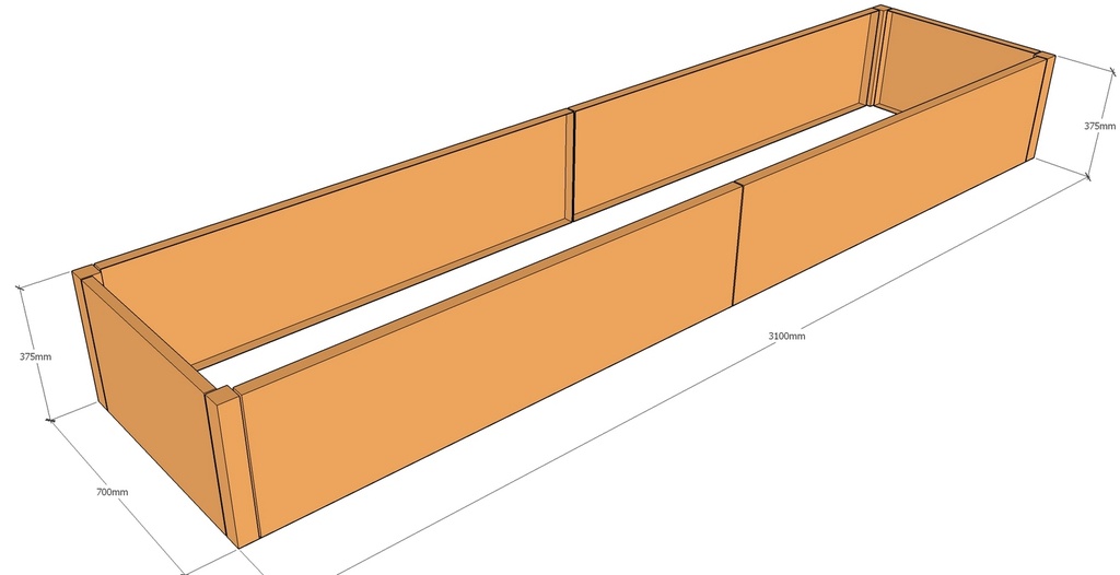 Rectangular planter 3100L x 700W x 375T