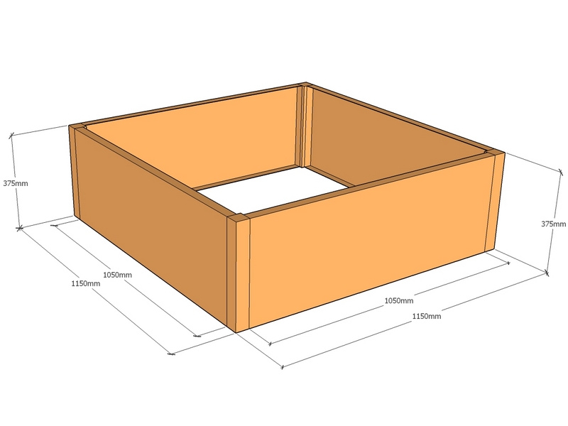Rectangular planter 1150L x 1150W x 375T