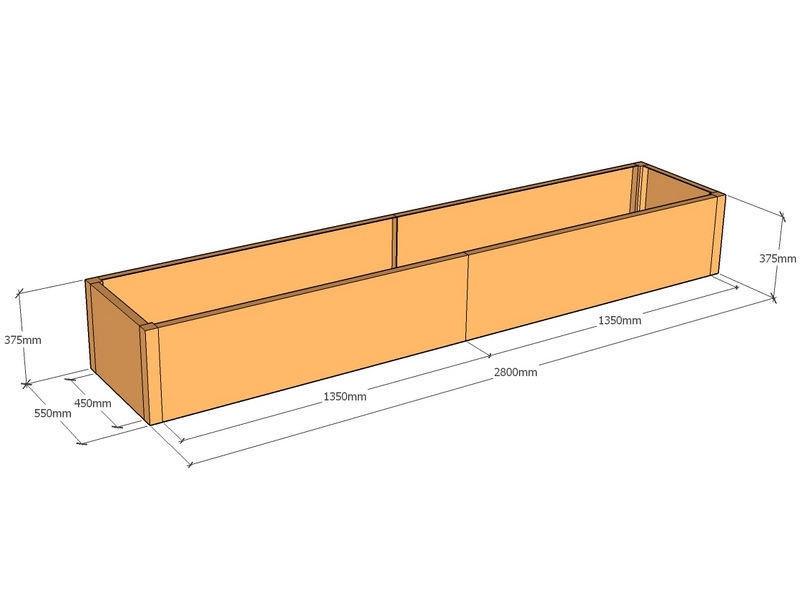 Rectangular planter 2800L x 550W x 375T