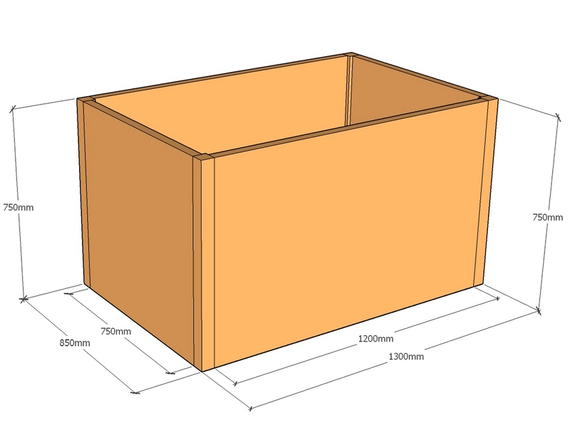 Rectangular planter 1300L x 850W x 750T