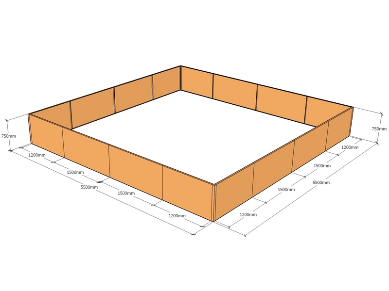 Rectangular planter 5500L x 5500W x 750T