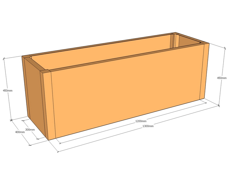 Rectangular planter 1300L x 400W x 450T