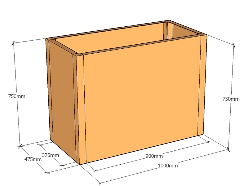 Rectangular planter 1000L x 475W x 750T