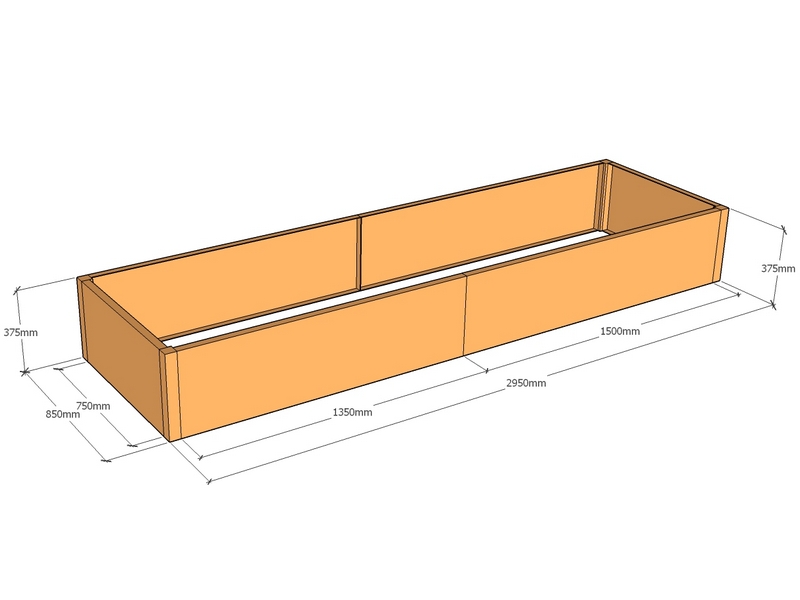 Rectangular planter 2950L x 850W x 375T