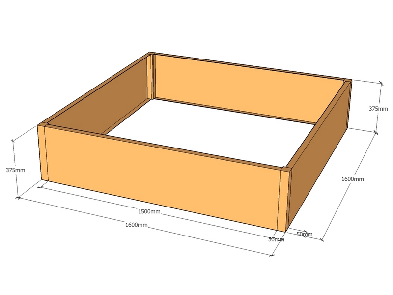 Rectangular planter 1600L x 1600W x 375T