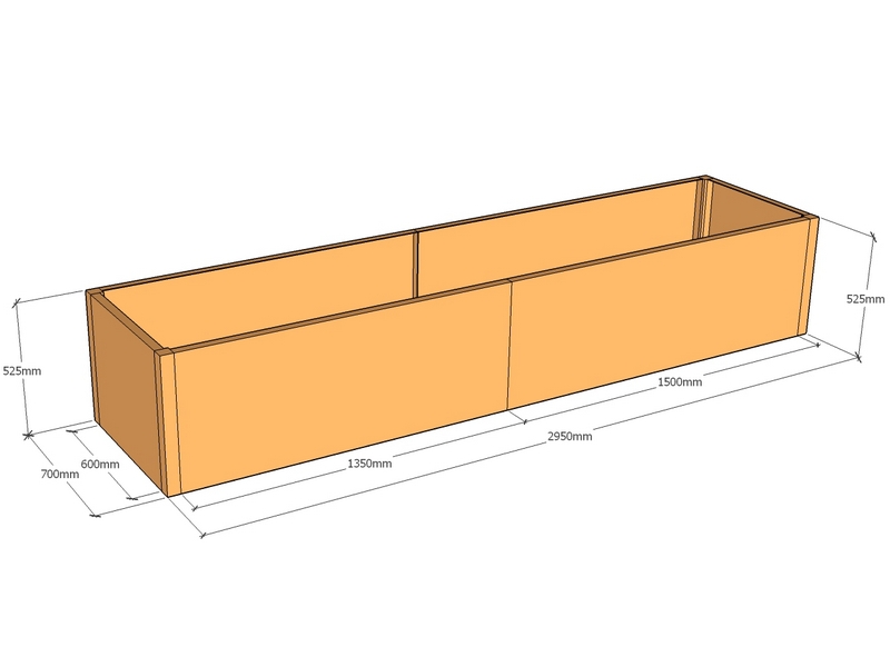 Rectangular planter 2950L x 700W x 525T