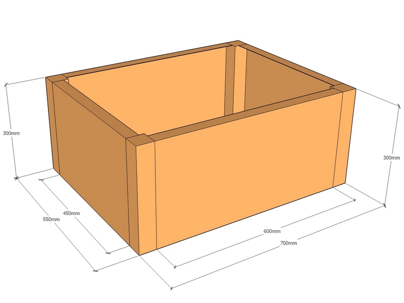 Rectangular Planter 700L x 550W x 300T