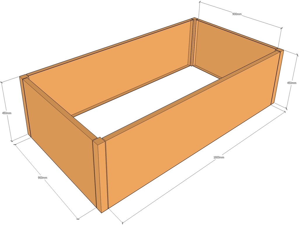 Rectangular planter 1900L x 1000W x 450T