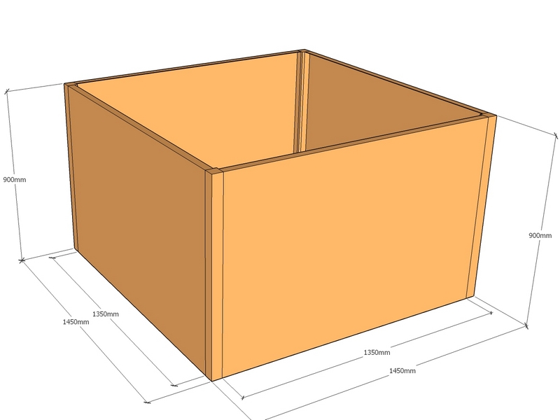 Rectangular planter 1450L x 1450W x 900T