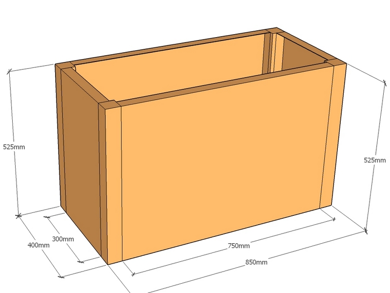 Rectangular planter 850L x 400W x 525T