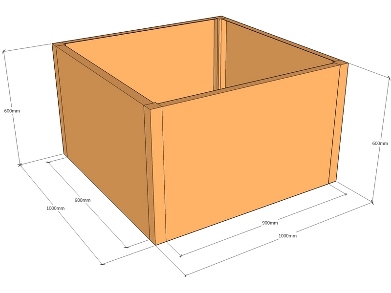 Rectangular planter 1000L x 1000W x 600T