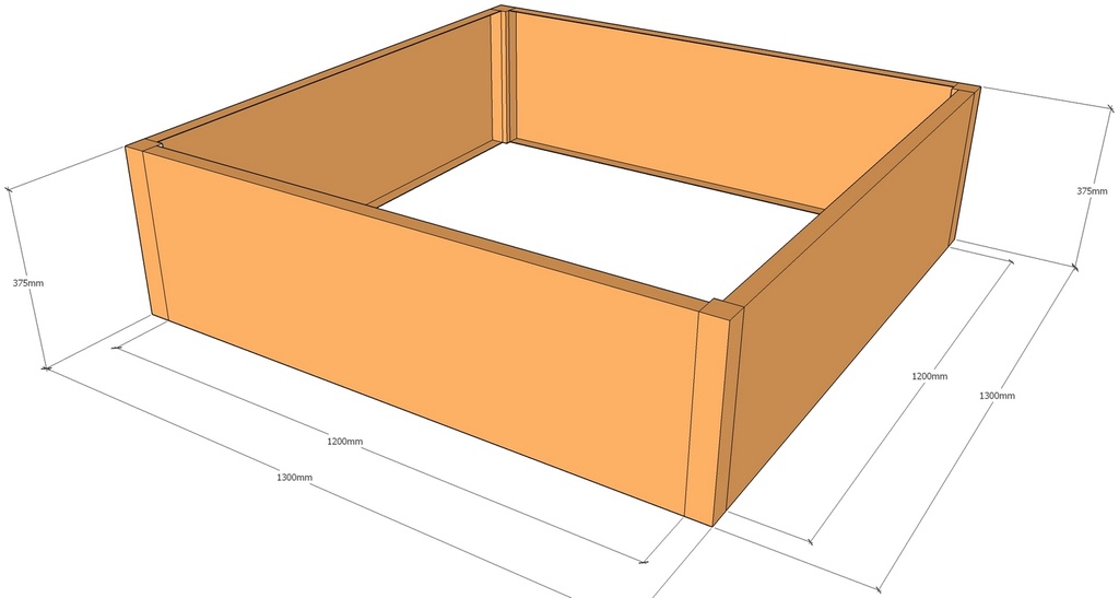 Rectangular planter 1300L x 1300W x 375T