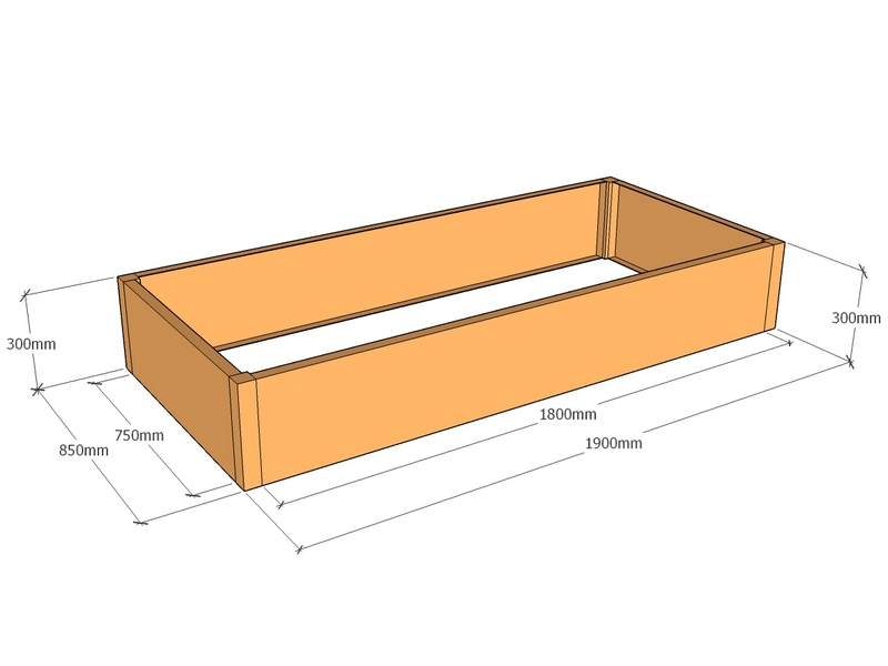 Rectangular planter 1900L x 850W x 300T