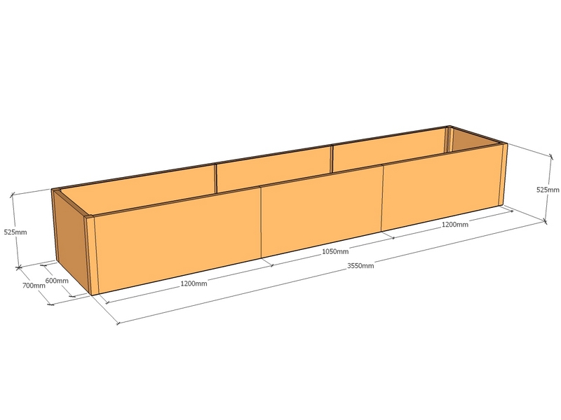 Rectangular planter 3550L x 700W x 525T