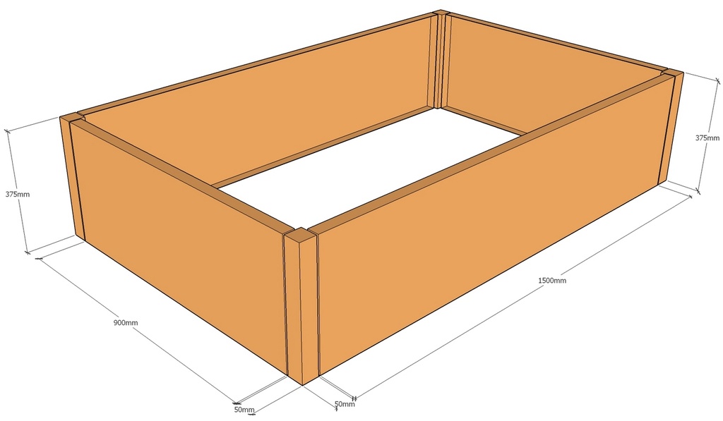 Rectangular planter 1600L x 1000W x 375T