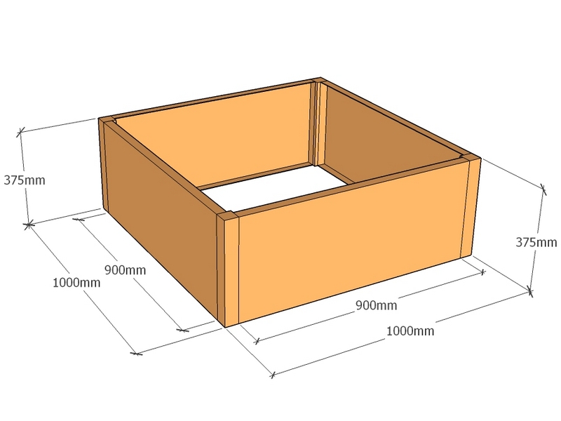 Rectangular planter 1000L x 1000W x 375T