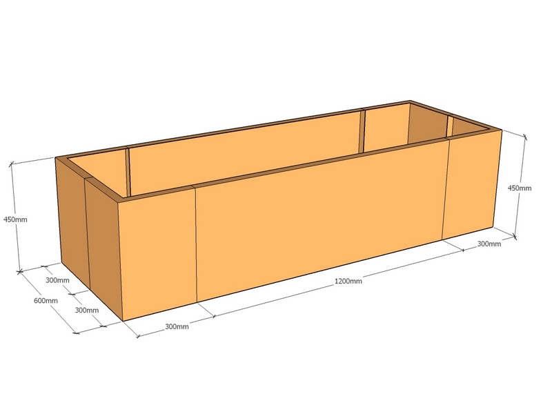 Rectangular planter 1800L x 600W x 450T