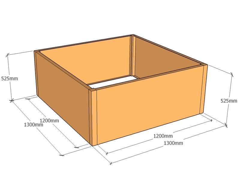 Rectangular planter 1300L x 1300W x 525T