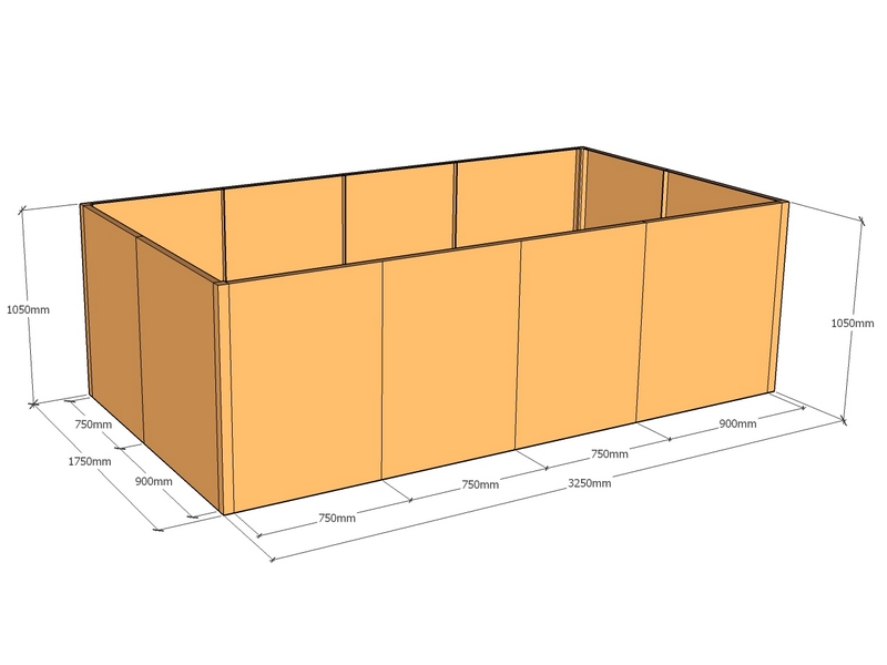 Rectangular planter 3250L x 1750W x 1050T