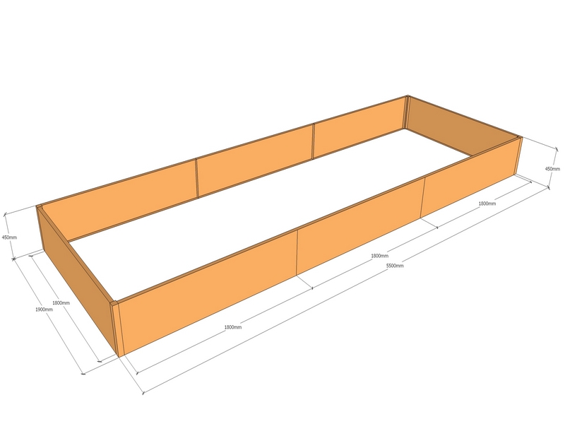 Rectangular planter 5500L x 1900W x 450T