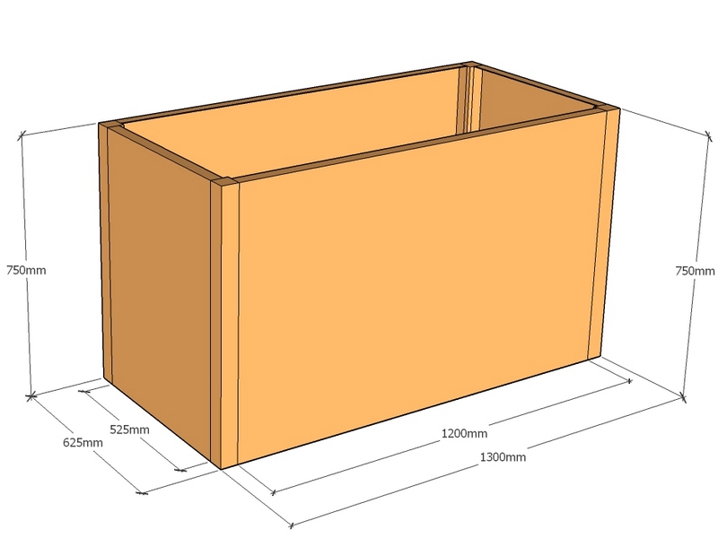 Rectangular planter 1300L x 625W x 750T