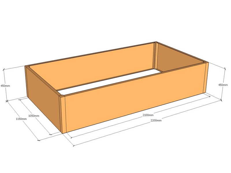 Rectangular planter 2200L x 1150W x 450T
