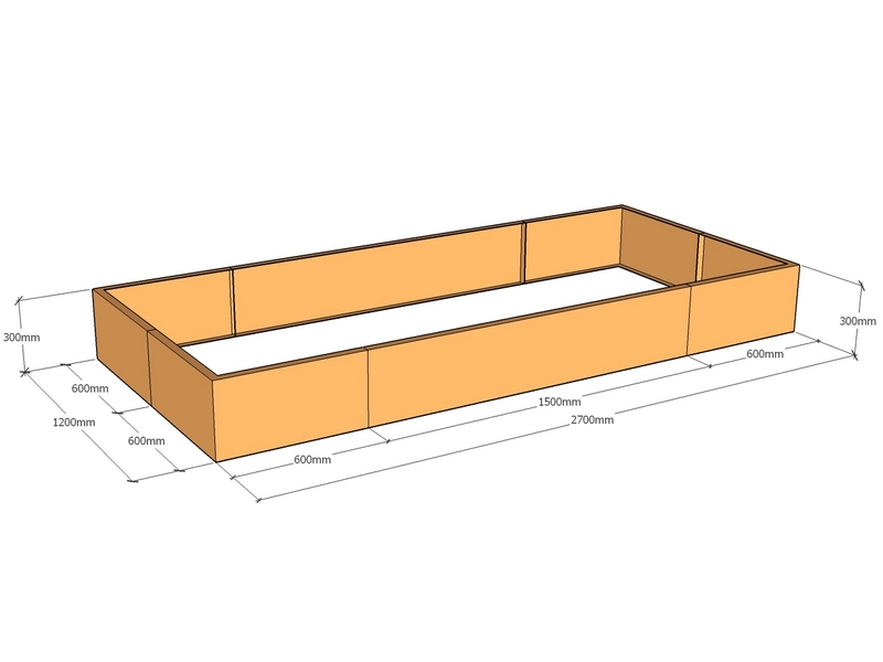 Rectangular planter 2700L x 1200W x 300T