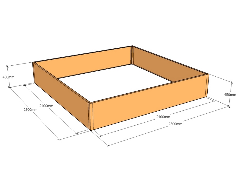 Rectangular planter 2500L x 2500W x 450T