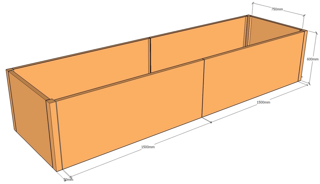 Rectangular planter 3100L x 850W x 600T