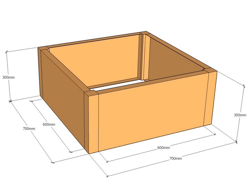 Rectangular planter 700L x 700W x 300T