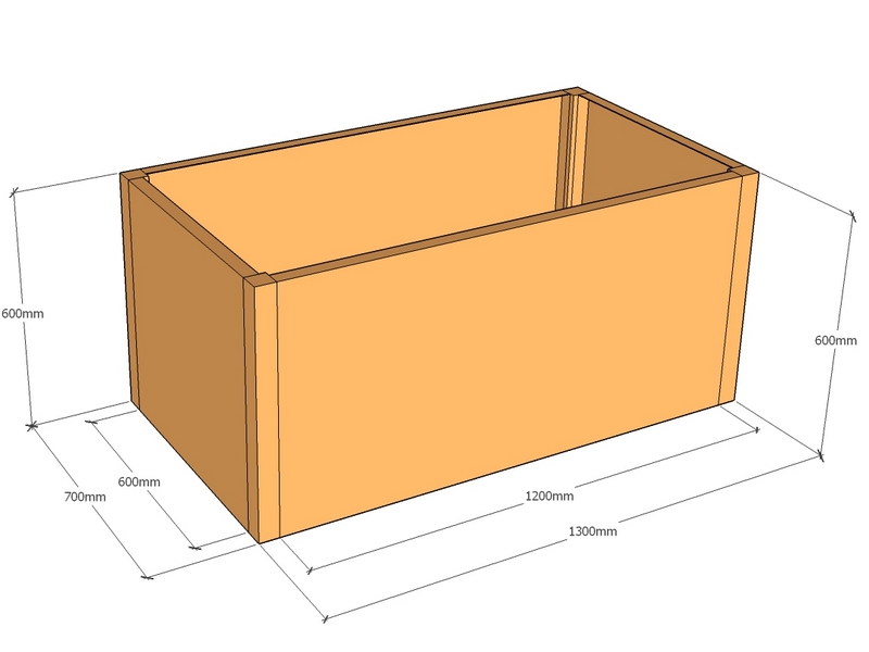 Rectangular planter 1300L x 700W x 600T
