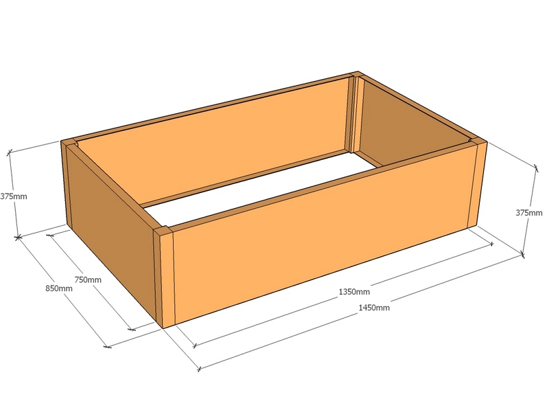 Rectangular planter 1450L x 850W x 375T