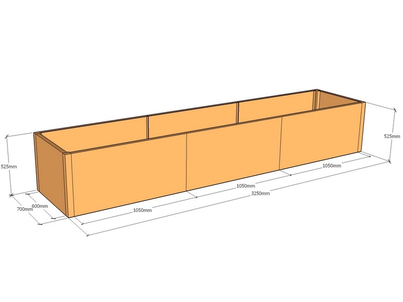 Rectangular planter 3250L x 700W x 525T