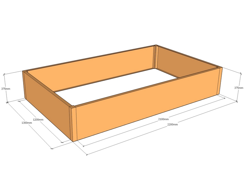 Rectangular planter 2200L x 1300W x 375T