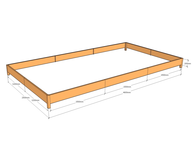 Rectangular planter 4600L x 2500W x 200T